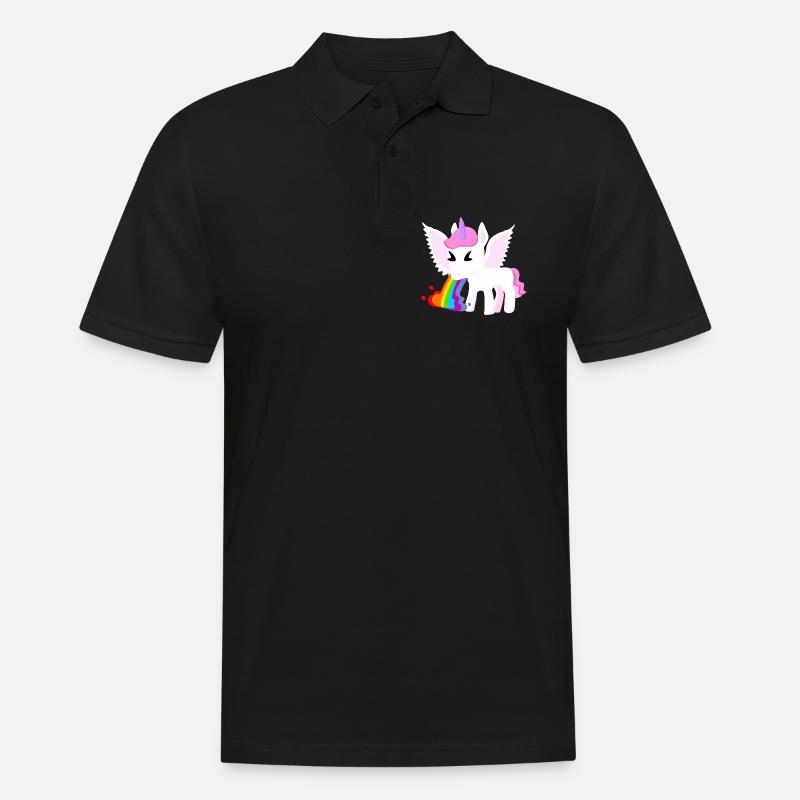 Einhorn Regenbogenspucke - Männer Poloshirt - Schwarz