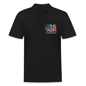 USA Flag Grunge – 4th of July Typography Design - Men's Polo Shirt - black - Front - Kai (181cm)