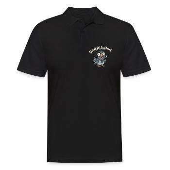 verrückte Taube gruh im Comic und Cartoon Logostil - Männer Poloshirt - Schwarz - Vorne - Kai (181cm)