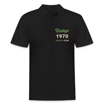 Millésime 1970 – Année de naissance rétro du club de pêche - Polo Homme - noir - Devant - Kai (181cm)