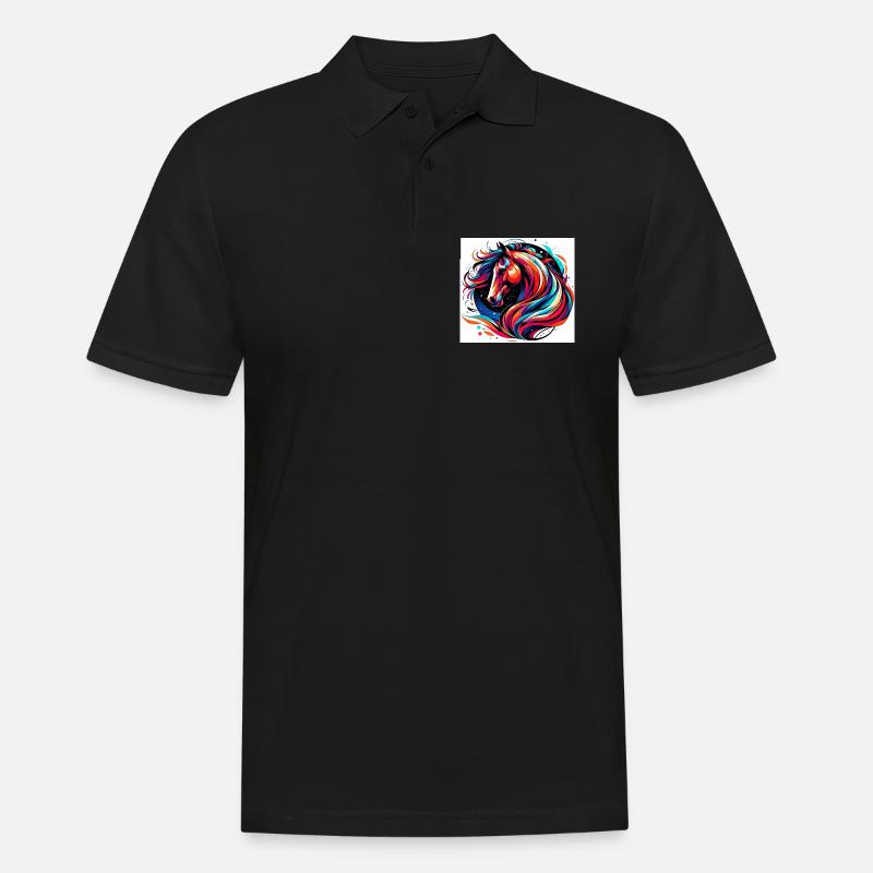 Pferd - Männer Poloshirt - Schwarz