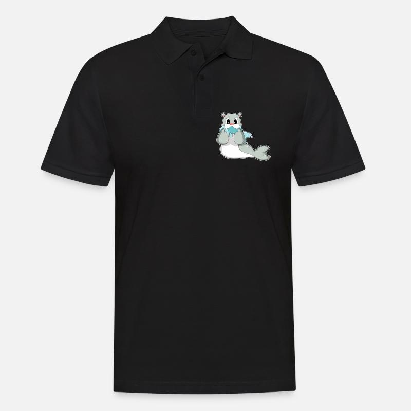 Poisson phoque - Polo Homme - noir