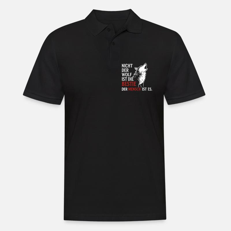 CoolesWolfs Design mit Spruch - Männer Poloshirt - Schwarz