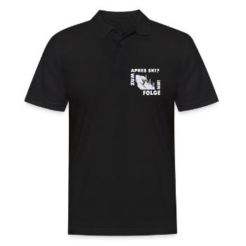 For après-ski? Follow me! – Hüttengaudi Spruch - Men's Polo Shirt - black - Front - Kai (181cm)