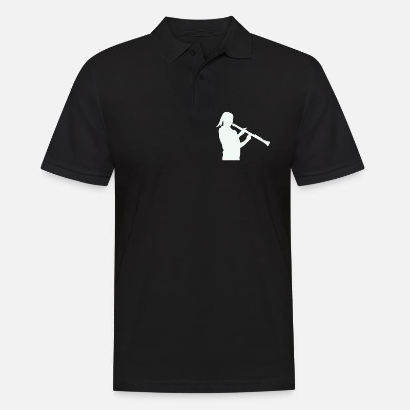 Silhouette mit Klarinette - Männer Poloshirt - Schwarz