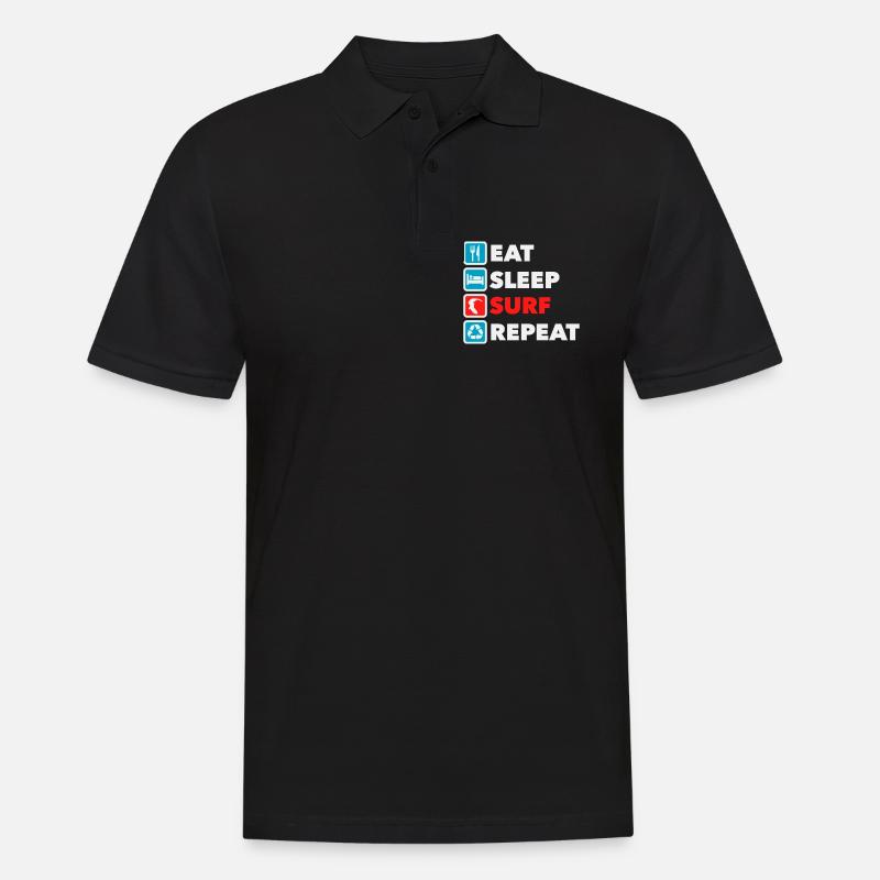 Eat Sleep Surf Repeat - Männer Poloshirt - Schwarz