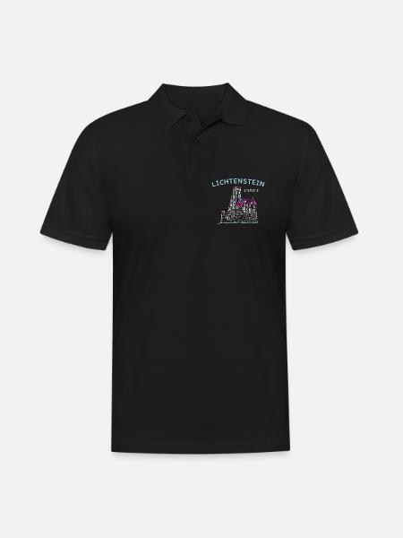 Lichtenstein Castle, Germany, Hand Drawing - Men's Polo Shirt - black