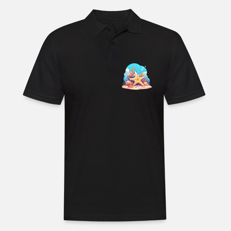 Seesterne Seestern - Männer Poloshirt - Schwarz