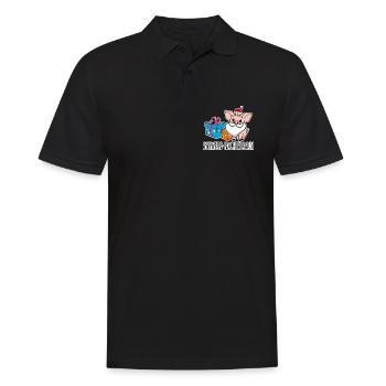 Fröhliche Weihnachten mit dem Schwein-Nachtsmann! - Männer Poloshirt - Schwarz - Vorne - Kai (181cm)