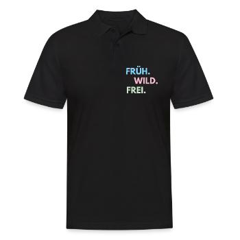 Früh Wild Frei – Frühlingsfest Festival Outfit - Männer Poloshirt - Schwarz - Vorne - Kai (181cm)