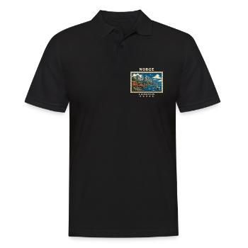 Norwegen Lofoten Vintage Reisemarke - Männer Poloshirt - Schwarz - Vorne - Kai (181cm)