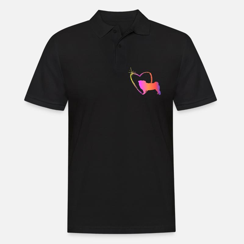 Mops mit Herz - Männer Poloshirt - Schwarz