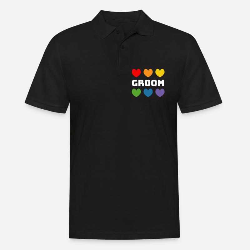 Regenbogenherzchen Groom weiss - Männer Poloshirt - Schwarz