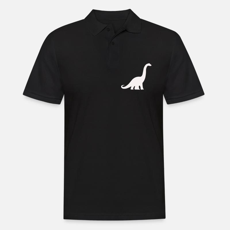 Langhals Dino Silhouette - Männer Poloshirt - Schwarz