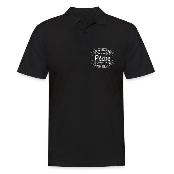 pêche, pêcheur, fan de pêche - Polo Homme - noir - Devant - Kai (181cm)