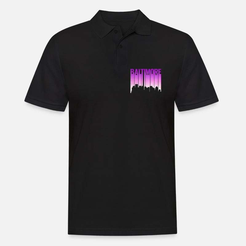 Baltimore Skyline Gradient - Männer Poloshirt - Schwarz