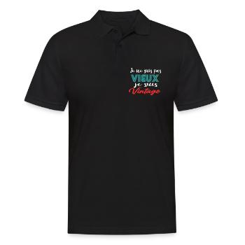 Je suis pas Vieux, je suis Retro ,drole Grand-père - Polo Homme - noir - Devant - Kai (181cm)