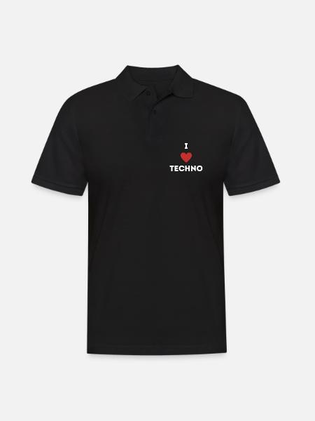 LOVE TECHNO – Techno Shirt Geschenk Raver - Männer Poloshirt - Schwarz