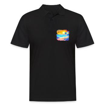 Summer Sunset Beach Watercolor - Men's Polo Shirt - black - Front - Kai (181cm)