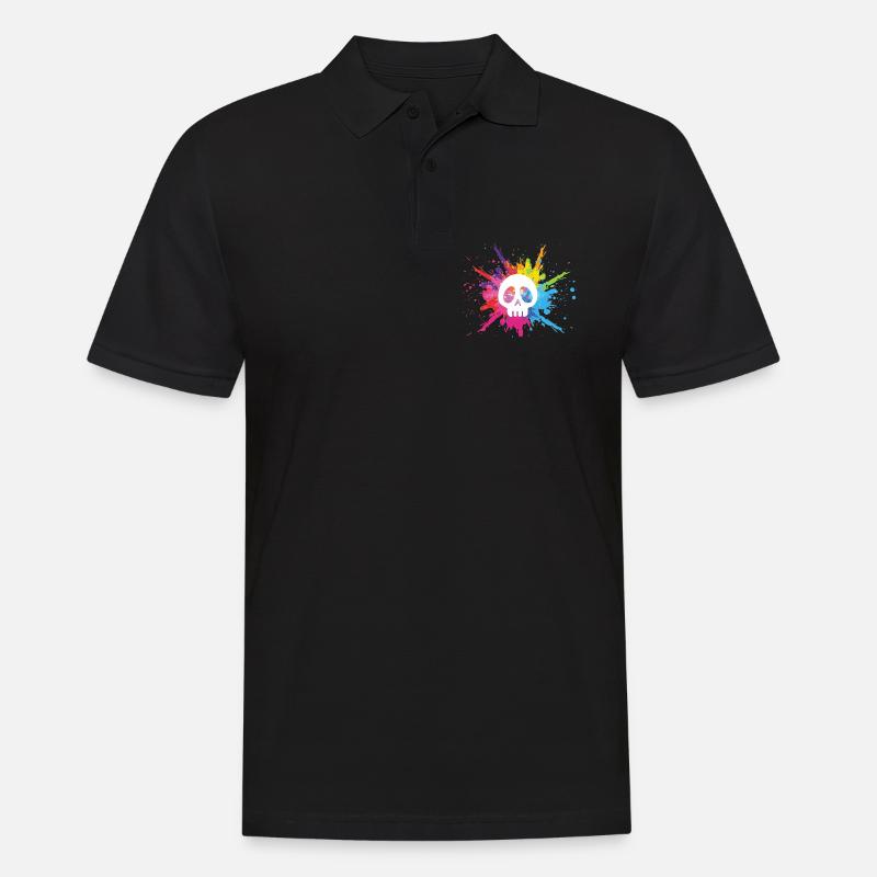 Weißer Schädel und bunte Explosion - Männer Poloshirt - Schwarz