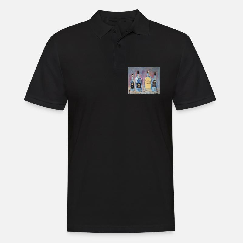 Expressive Weinflaschen vier Freunde - Männer Poloshirt - Schwarz