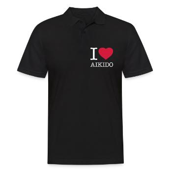 I LOVE AIKIDO - Männer Poloshirt - Schwarz - Vorne - Kai (181cm)