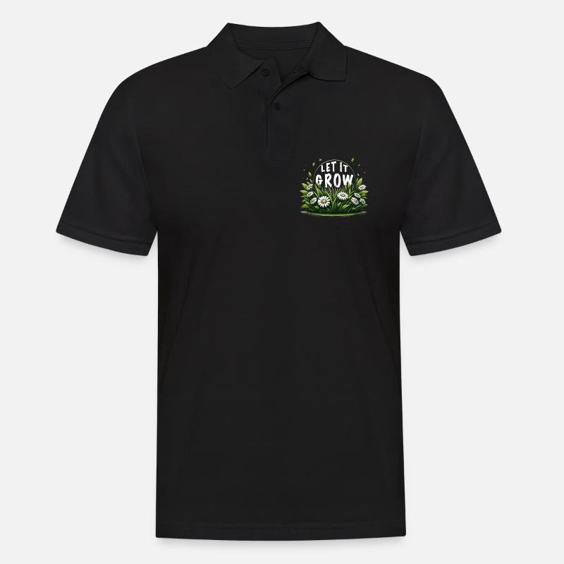 let it grow wiese gänseblümchen frühling spruch - Männer Poloshirt - Schwarz
