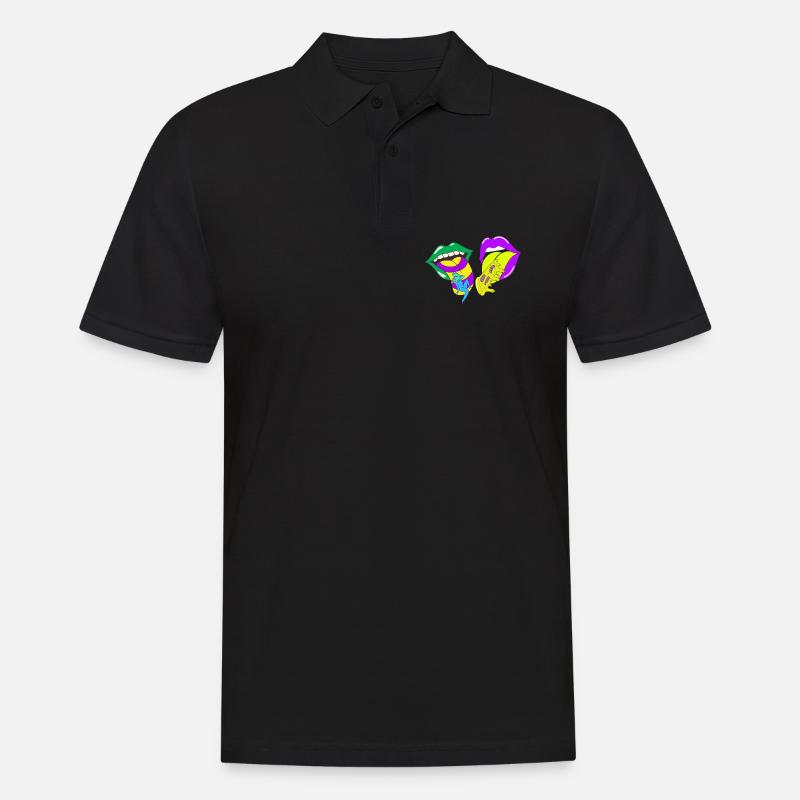 Lèvres psychédéliques avec de l’acide et des champignons - Polo Homme - noir