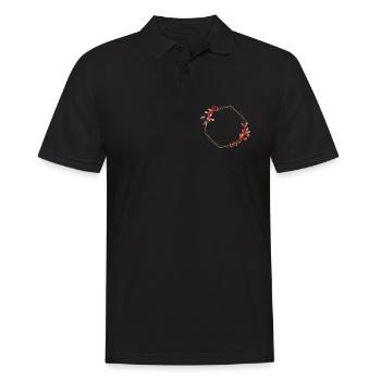 Golden hexagon with red and orange flowers - Men's Polo Shirt - black - Front - Kai (181cm)