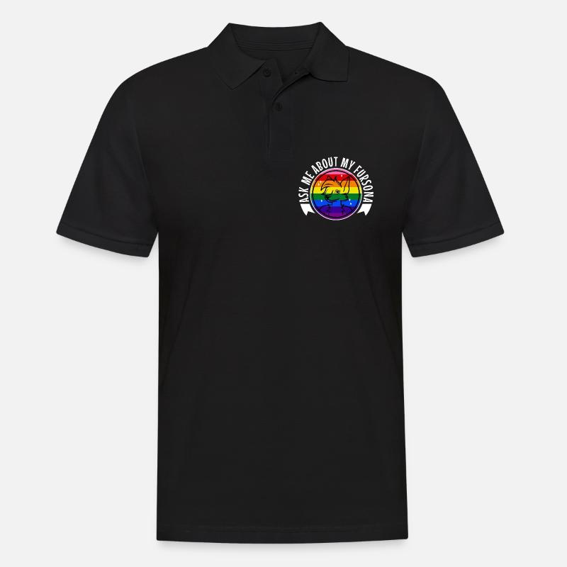 Ask me about my Fursona - Männer Poloshirt - Schwarz