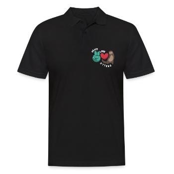 Seeotter Cartoon Frieden Liebe - Männer Poloshirt - Schwarz - Vorne - Kai (181cm)