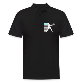 Tennis Glitch Barcode Hoodie Shirt - Männer Poloshirt - Schwarz - Vorne - Kai (181cm)