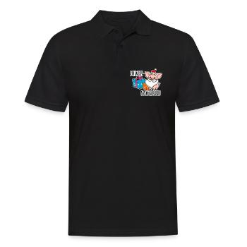Fröhliche Schweinnachten mit dem Schweinnachtsmann - Männer Poloshirt - Schwarz - Vorne - Kai (181cm)