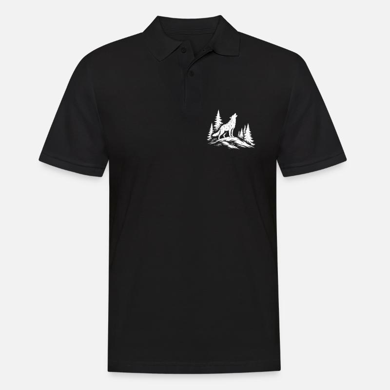Heulender Wolf - Männer Poloshirt - Schwarz