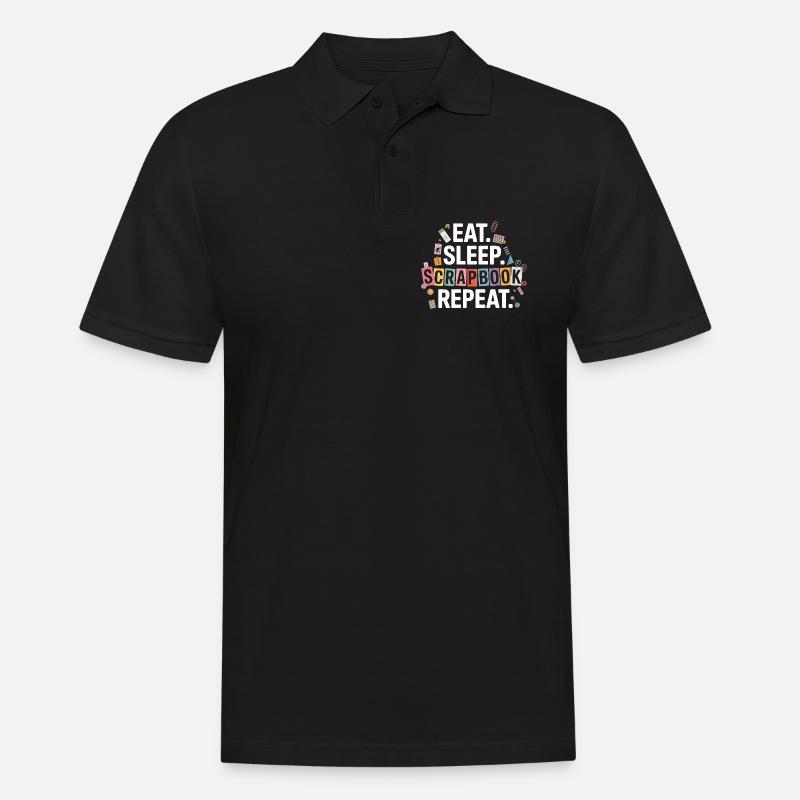 Eat Sleep Scrapbook Repeat - Männer Poloshirt - Schwarz