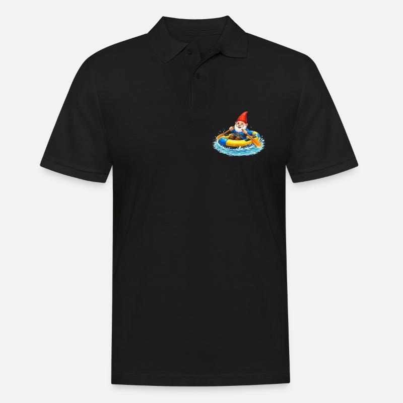 Gartenzwerg im Schlauchboot auf Sommerabenteuer - Männer Poloshirt - Schwarz