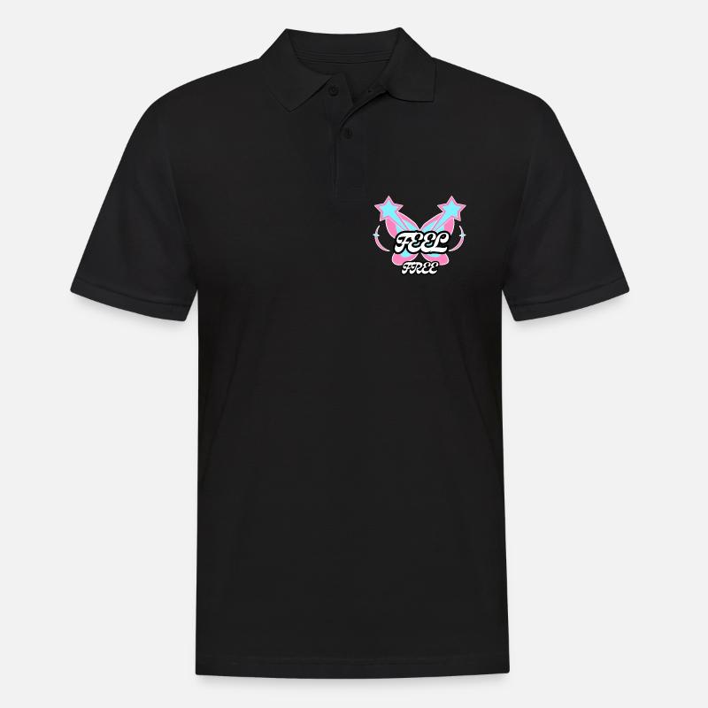 Feel Free Butterfly Emblem - Männer Poloshirt - Schwarz