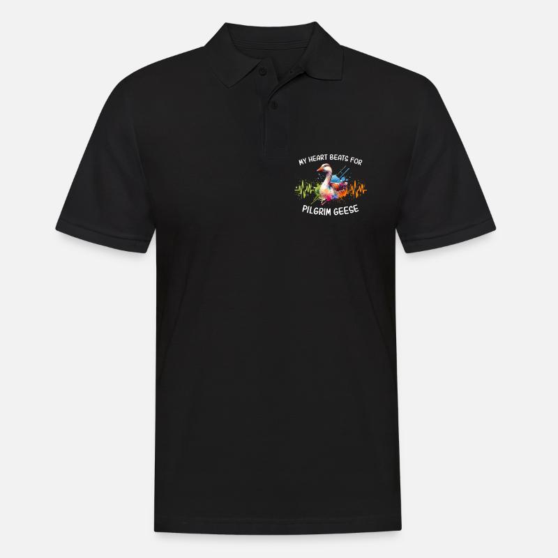 Pilgrim Gans Herzlinie - Männer Poloshirt - Schwarz