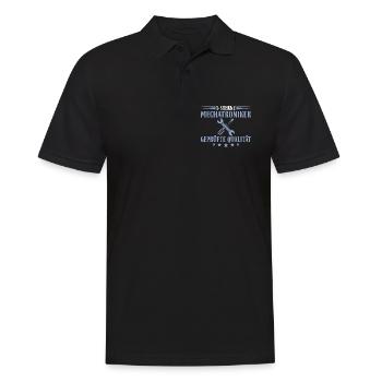 5 Sterne Mechatroniker – Profi Autoschrauber - Männer Poloshirt - Schwarz - Vorne - Kai (181cm)
