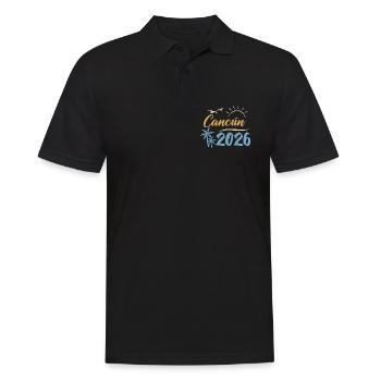Cancun 2026 - Männer Poloshirt - Schwarz - Vorne - Kai (181cm)