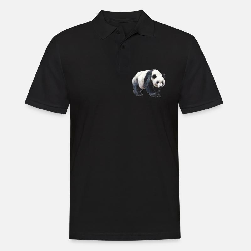 Panda - Männer Poloshirt - Schwarz