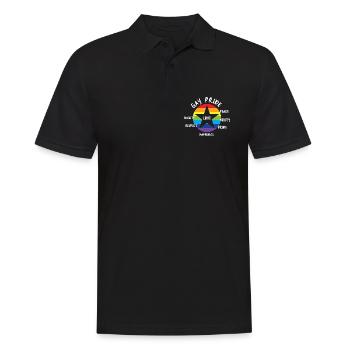 love gay CSD rainbow pride diversity star LGBTQ - Polo Homme - noir - Devant - Kai (181cm)