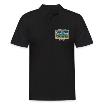 Kasachstan Almaty Vintage Reisemarke - Männer Poloshirt - Schwarz - Vorne - Kai (181cm)
