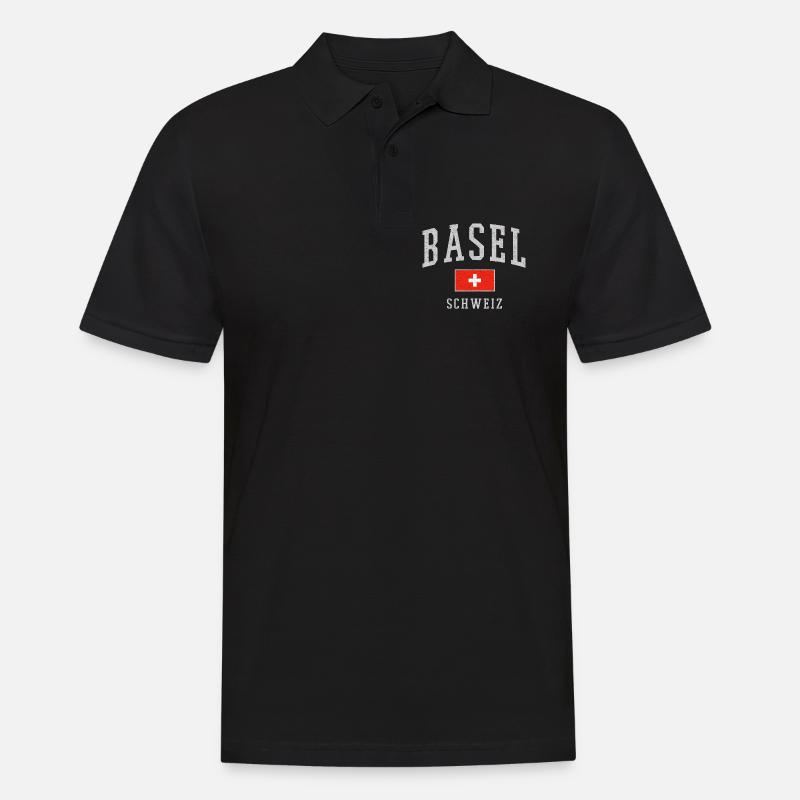 Basel Schweiz Emblem Druck - Männer Poloshirt - Schwarz