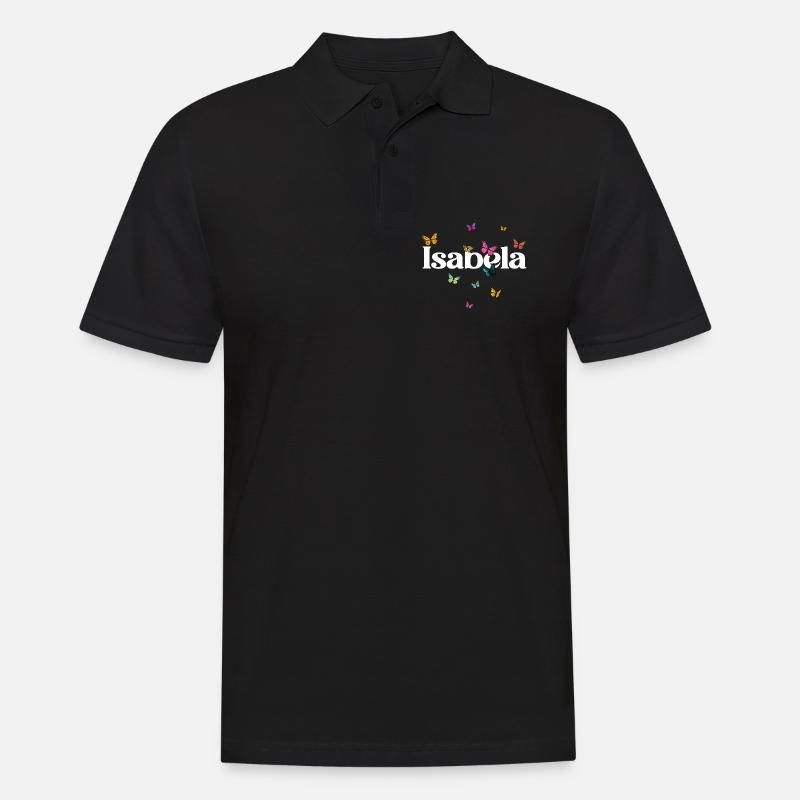 Schöner Mädchenname mit Schmetterlingen ISABELA - Männer Poloshirt - Schwarz