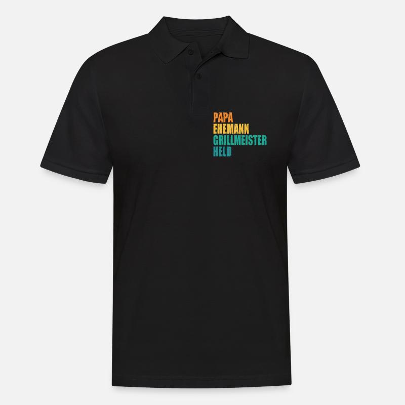 Papa Ehemann Grillmeister Held - Männer Poloshirt - Schwarz