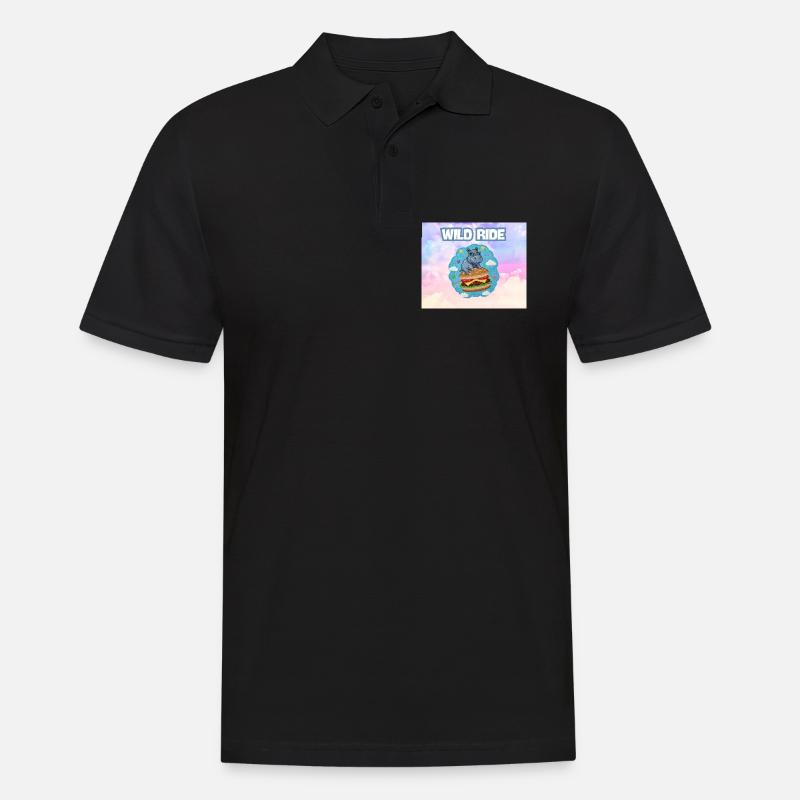 Wild Ride Hippo Burger Patch - Männer Poloshirt - Schwarz