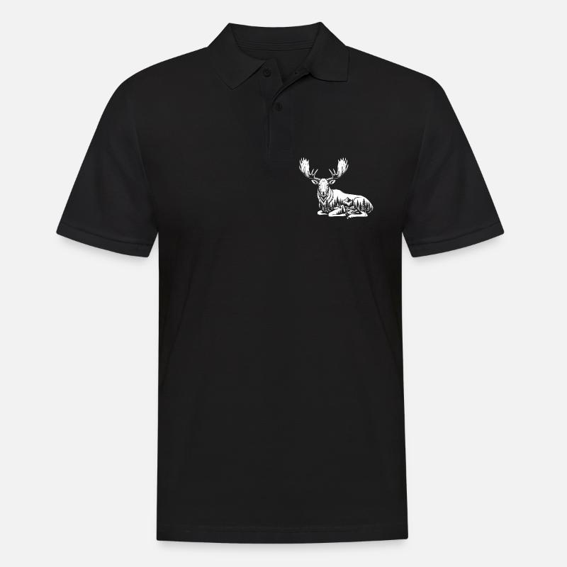 Elch - Männer Poloshirt - Schwarz