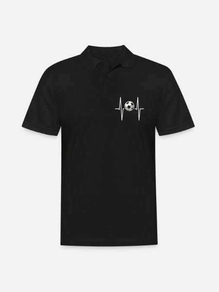 Fußball-Herzfrequenz-EKG Herzfrequenzmonitor Fußballfan - Männer Poloshirt - Schwarz