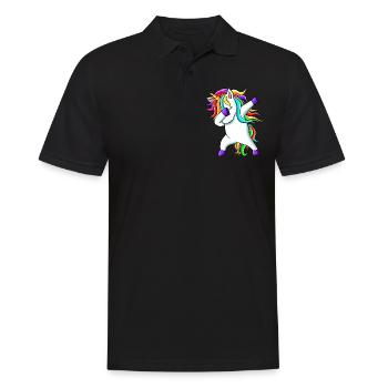 Lustige süße Regenbogen Dabbing Einhorn - Männer Poloshirt - Schwarz - Vorne - Kai (181cm)